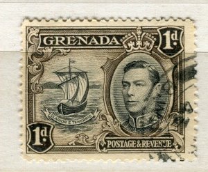GRENADA; 1938 early GVI pictorial issue used Shade of 1d. value