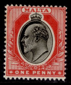 MALTA EDVII SG48, 1d black & red, M MINT. Cat £26.