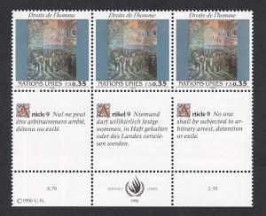 United Nations Geneva  #193  MNH  1990 human rights artwork  35c x3