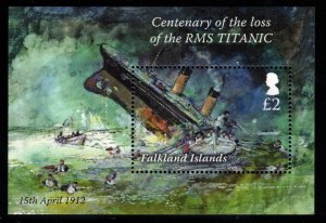 FALKLAND ISLANDS 2012 Titanic S/S; Scott 1066, SG 1230; MNH