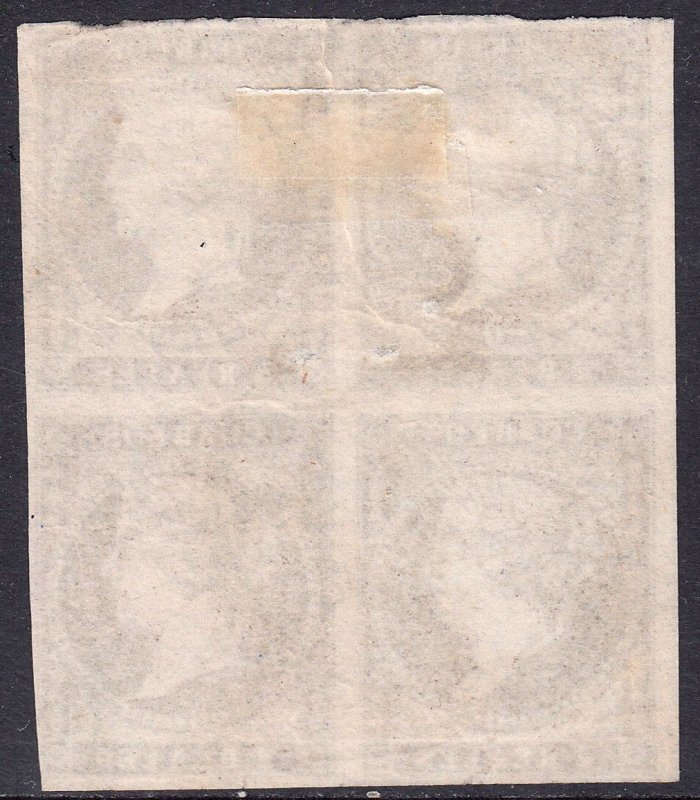 1855 SPAIN ISABEL II IMPERF (ED.50) USED BLOCK OF 4