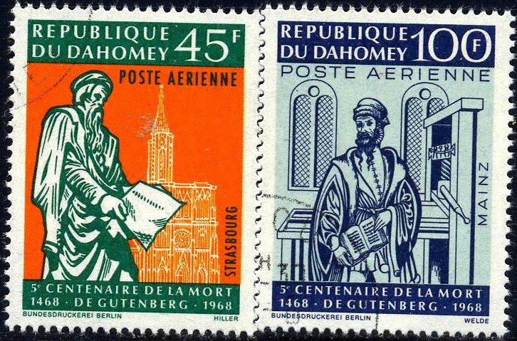 Gutenberg, Inventor of Printing, Dahomey SC#C69-C70 used set