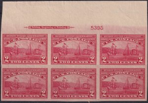 #373 Mint NH, VF, Plate number block of 6, imprint (CV $375) (CV $42.5 - ID29...