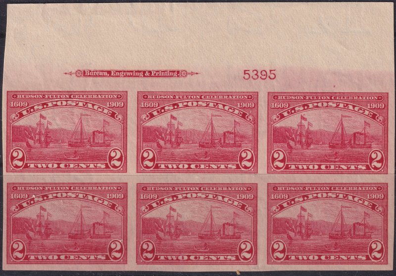 #373 Mint NH, VF, Plate number block of 6, imprint (CV $375) (CV $42.5 - ID29...