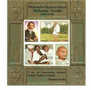 Guyana 1998 - Mahatma Gandhi - Sheet of 4 Stamps - Scott #3341 - MNH