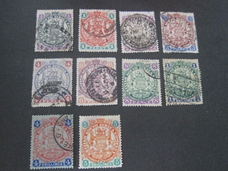 Rhodesia 1896 Sc 26-33,37,38 FU