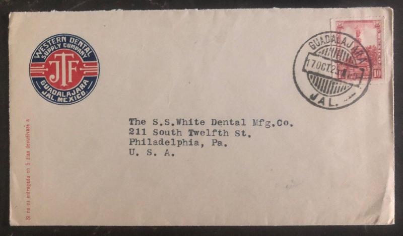 1925 Guadalajara Mexico Western Dental Supply cover to Philadelphia Pa USA