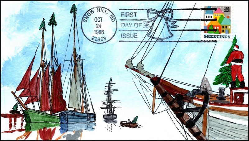 Scott 2245 22 Cents Greetings DeRossett Hand Painted FDC