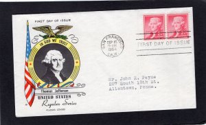 1033 Jefferson, FDC pair Fluegel cachet addressed