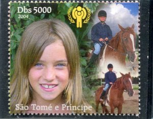 Sao Tome & Principe 2004 IYC CHILDREN HORSE Stamp Perforated Mint (NH)