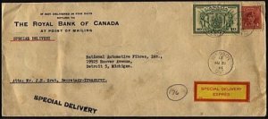 CANADA 1946 Special Delivery Express cover Windor, Ont to Detroit..........20086 