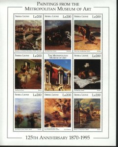 PAINTINGS by Sierra Leone  MNH Scott # 1869-72 SHEET  Value  $ 24.00