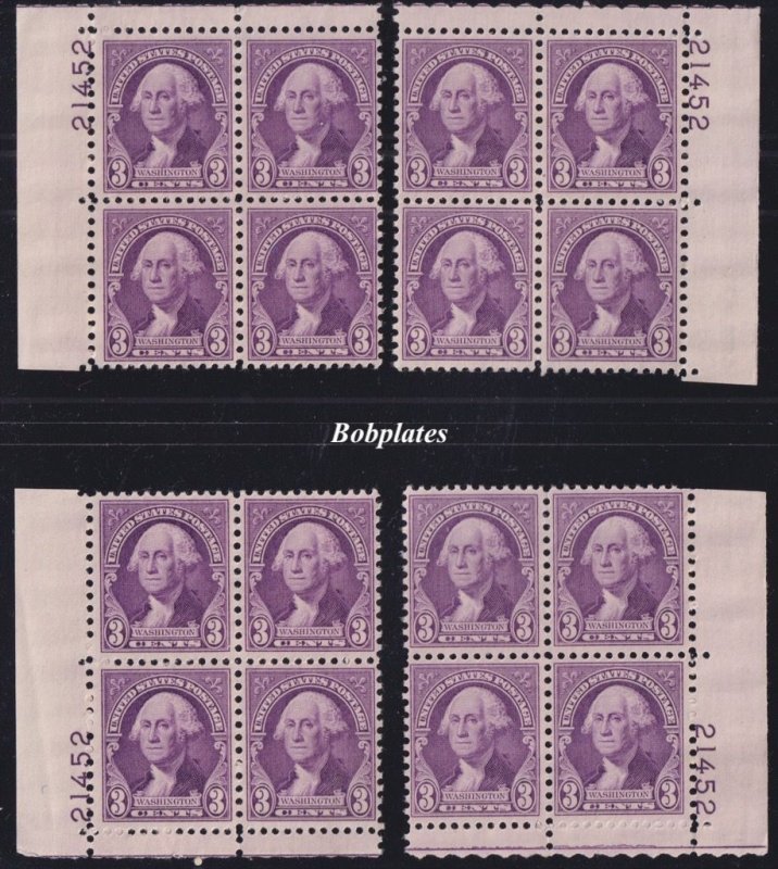 BOBPLATES US #720 Washington Matched Set Plate Blocks 21452 VF MNH SCV=$9+