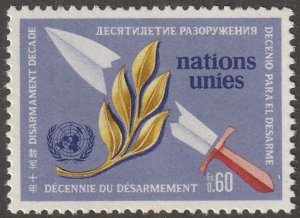 United Nations-Geneva, stamp, Scott#30, mint, never, hinged, 0.60, emblem, UN