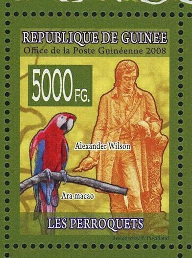 Parrots Stamp Bird John James Audubon Alexander Wilson Ara Macao Ara Rubrogenys