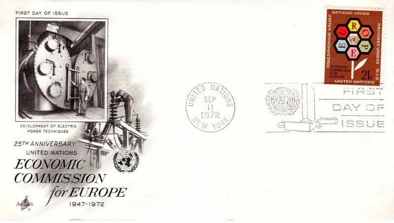 United Nations 1972 FDC Sc 231 Artcraft Cachet UN Economic Commission Europe