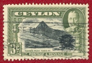 CEYLON Sc 265 USED 1935 3c - King George V - Adam's Peak