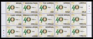 ECOWAS ECOWAS JOINT ISSUE 2015 SIAMESE SHEET SHEETLET 15v RARE MNH (300 issued)-