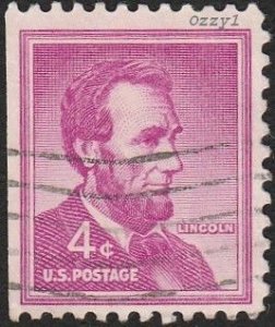 US #1036b 1958 4c Red Violet President Lincoln USED-Fine-NH.