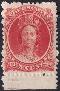 Nova Scotia 1860 Sc 12 MLH* margin single whitish paper