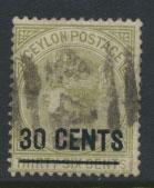 Ceylon  SG 191 Used Opt Surcharge  