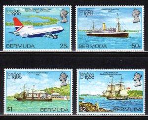 Bermuda #393-96 ~ Cplt Set of 4 ~ Plane & Ships ~ Mint, NH  (1980)