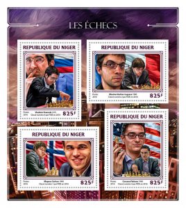 Sports Chess Stamps Niger 2016 MNH Magnus Carlsen Vladimir Kramnik Fabiano 4v MS