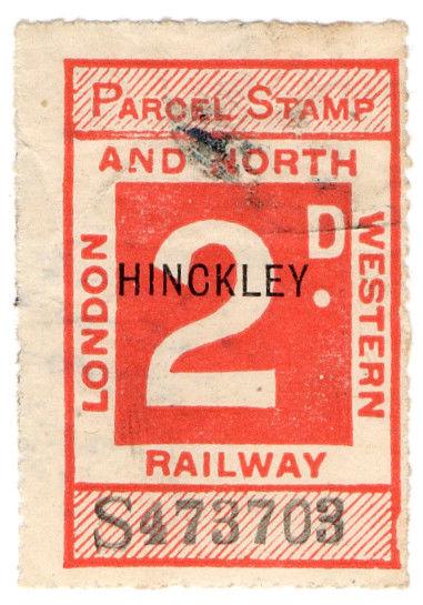 (I.B) London & North Western Railway : Parcel Stamp 2d (Hinckley)