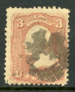 USA 1861 Washington 3¢ Rose Scott #65 VFU R307