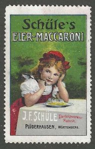 Schule's Egg Macaroni, Wurttemburg, Germany, Early Poster Stamp