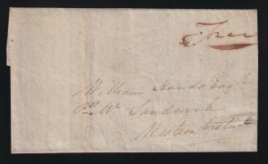 Canada 1823 CORNWALL STRAIGHT-LINE Stampless Folded Letter to Sandwich