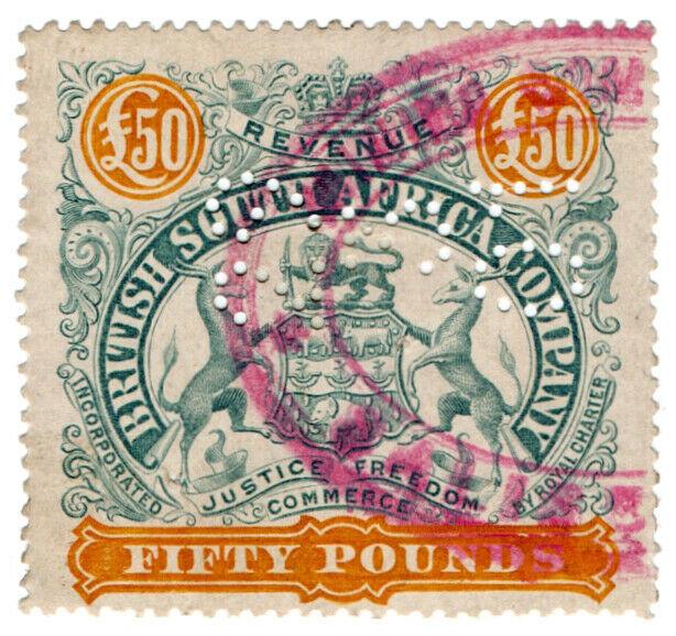 (I.B) Rhodesia/BSAC Revenue : Duty Stamp £50