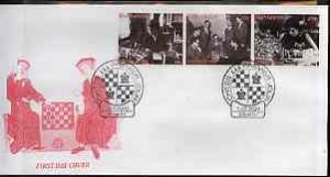 Kyrgyzstan 2000 History of Chess #1 perf strip of 3 on il...