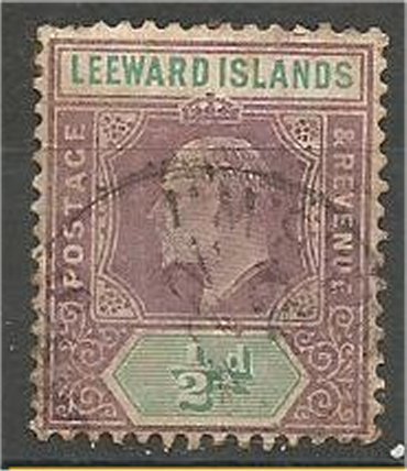 LEEWARD ISLANDS, 1902, used  1/2p King Edward VII  Scott 20