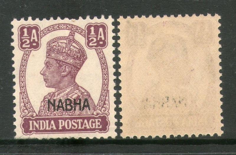 India Nabha State ½An KG VI SG 106 / Sc 101 Cat£6 MNH