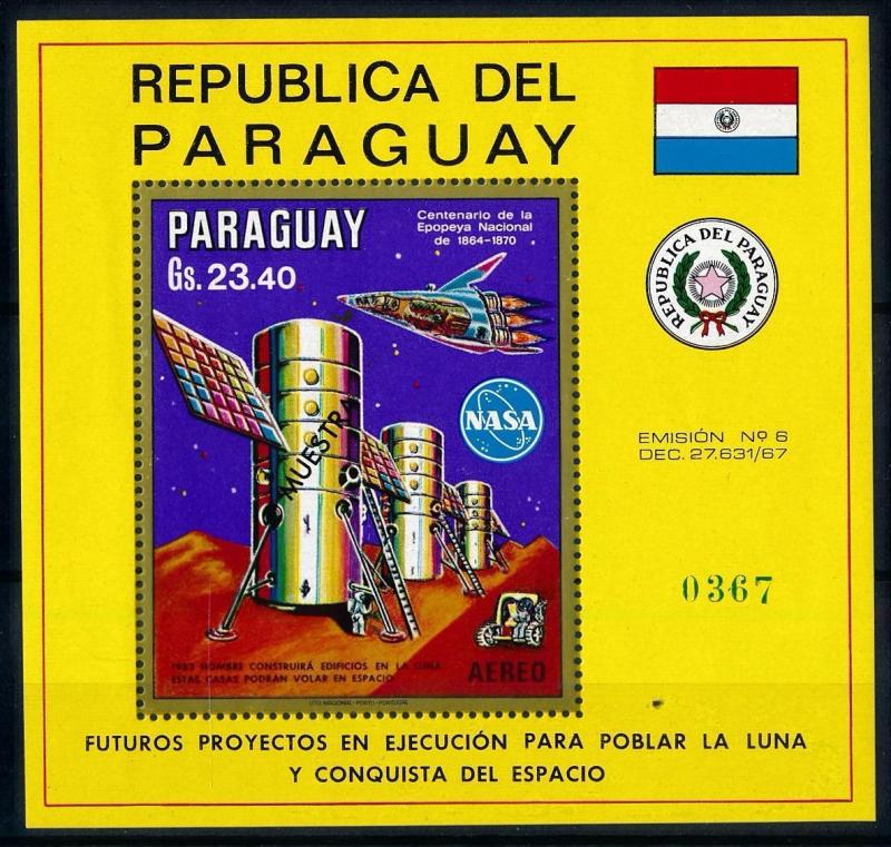 [66074] Paraguay 1970 Space Travel Weltraum OVP Muestra Souvenir Sheet MNH