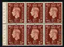 Booklet Pane - Great Britain 1937-47 KG6 1.5d red-brown b...
