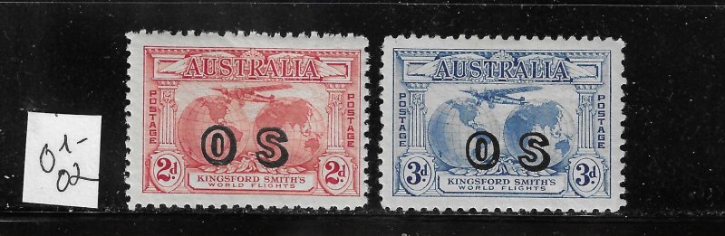 AUSTRALIA SCOTT O1-O2 1931 OVERPRINTED OFFICIAL STAMPS- MINT LIGHT HINGED