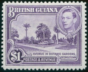 British Guiana 1938 $1 bright violet Perf 12½ SG317 unused