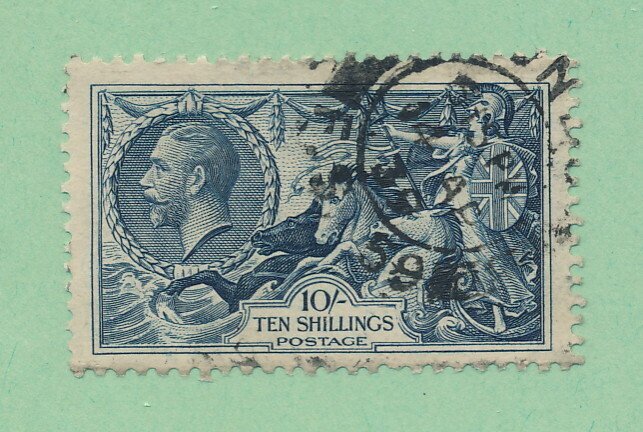 Great Britain 1934 Scott 224 used- 10sh Britannia, George VI
