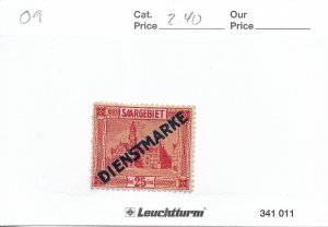 Germany: Saar Sc # O9 used (57995)