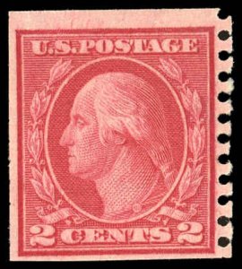 US Sc 492 F-VF/Mint NO GUM - 1916 2¢ car (Type III) Washington Coil