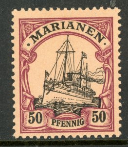 Mariana Islands 1901 Germany 50 pfg Unwatermarked Yacht Ship Sc #24 MNH E589