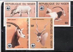 NIGER SC 688-91 NH SET OF 1985 - WWF-ANIMALS SET