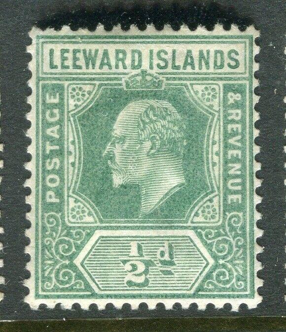 LEEWARD ISLANDS; 1907 early Ed VII issue fine Mint hinged 1/2d. value