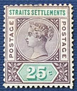 MALAYA 1892-99 STRAITS SETTLEMENTS QV 25c MH SG#103 M4577