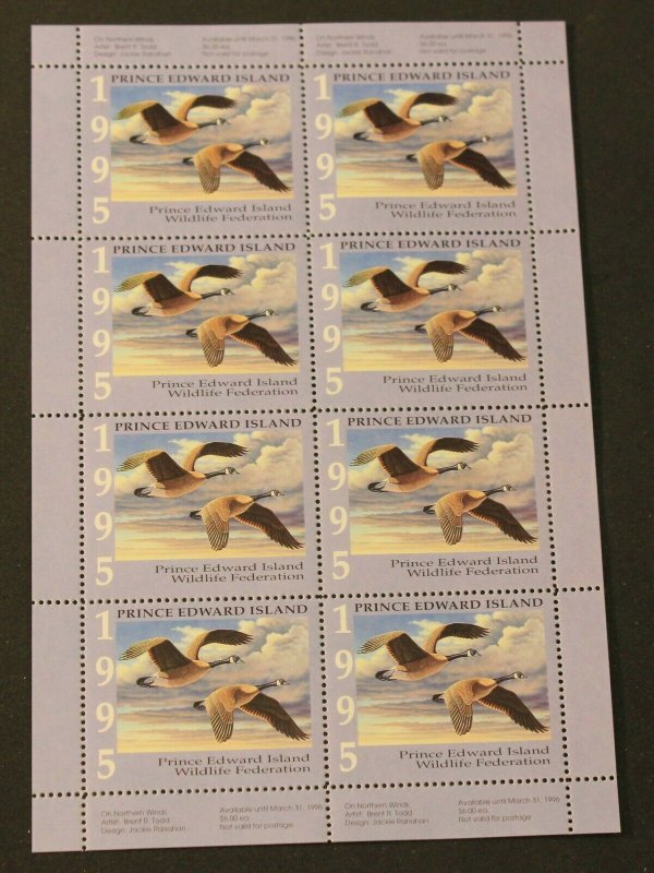 PRINCE EDWARD ISLAND CONSERVATION SHEET OF 8 STAMPS 1995 # PEW1 CANADA GEESE