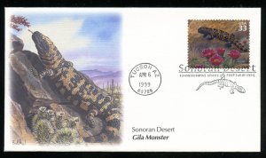 US 3293h Sonoran Desert Gila Monster UA Fleetwood cachet FDC