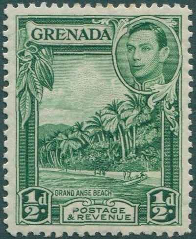 Grenada 1938 SG153a ½d green Grand Anse Beach KGVI MLH