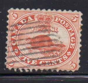 Canada Sc 15 1859 5 c Beaver stamp used